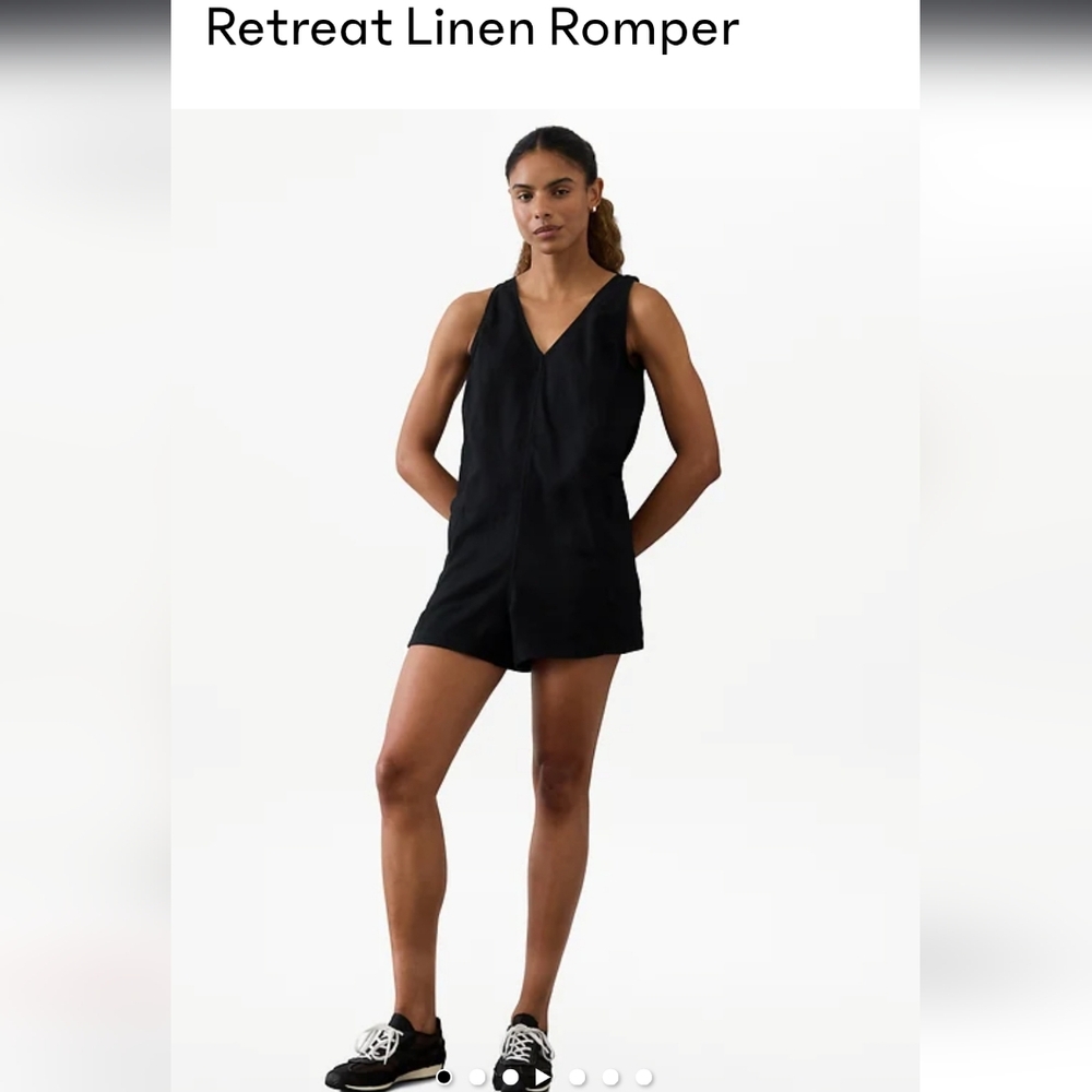 Athleta retreat linen romper black size small NEW